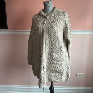 Aran Crafts Cream Cable Knit Cardigan